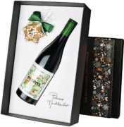 Chardonnay Essens Alicante DOP w eleganckim pudełku ze świątecznym akcentem