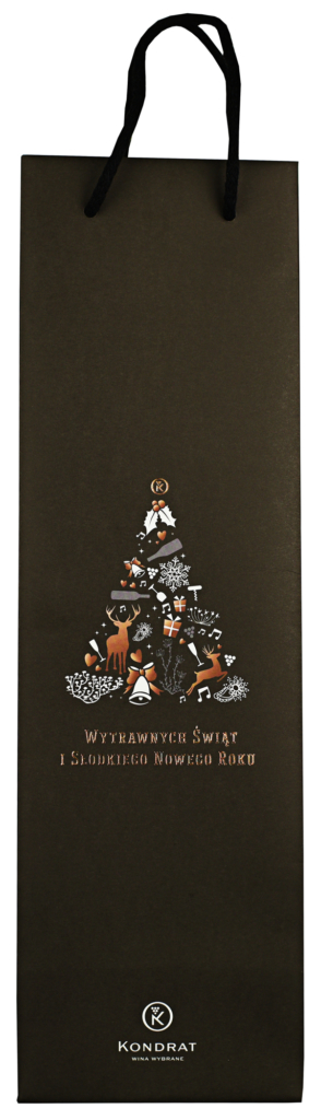 Torebka papierowa czarna ze świąteczną grafiką